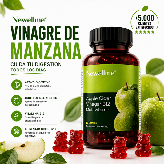 Gomitas de Vinagre de Manzana Newellme - Quemador de grasa natural.